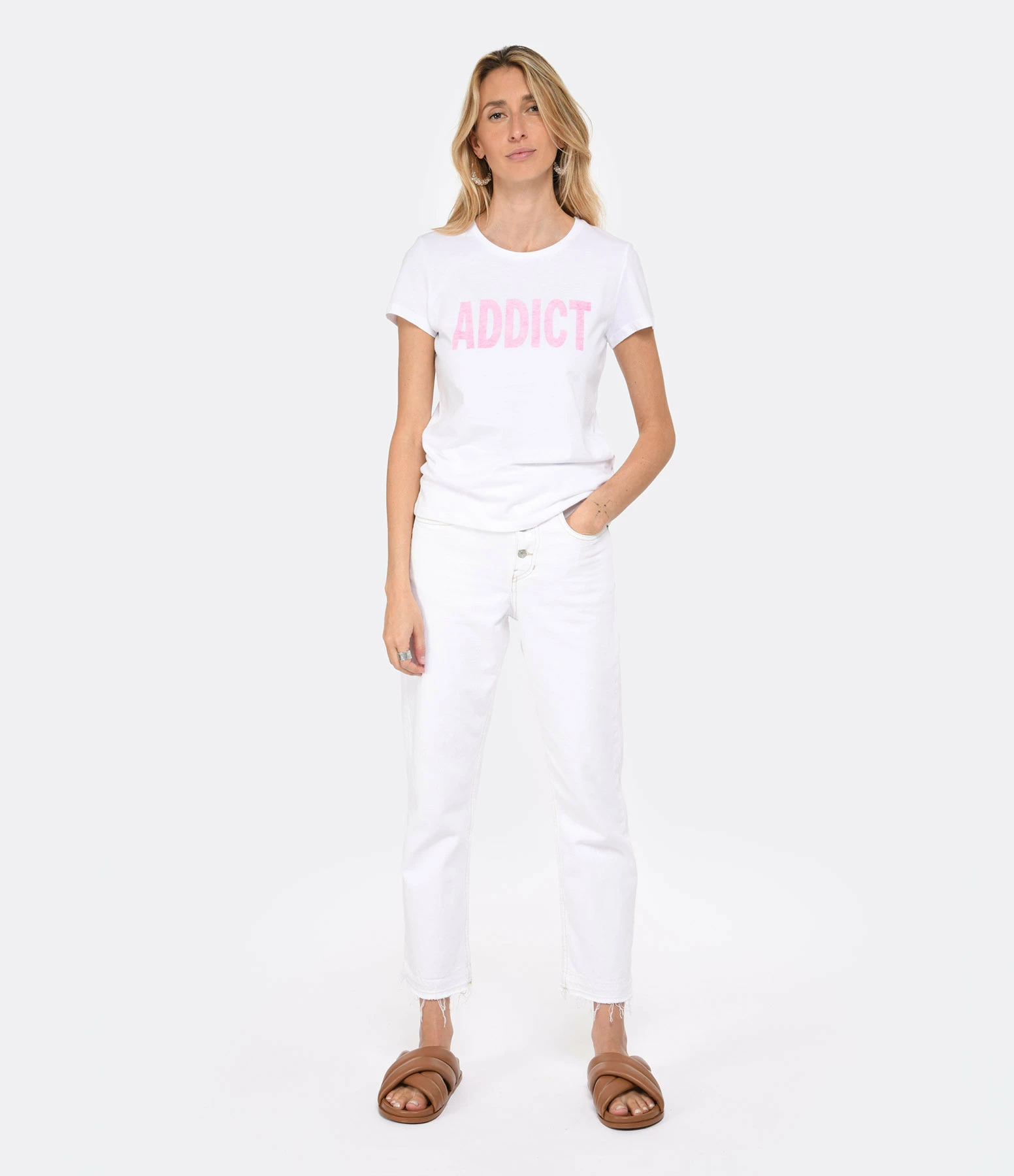 MAJESTIC FILATURES Tee-shirt Coton Addict Rose Fluo – Image 5