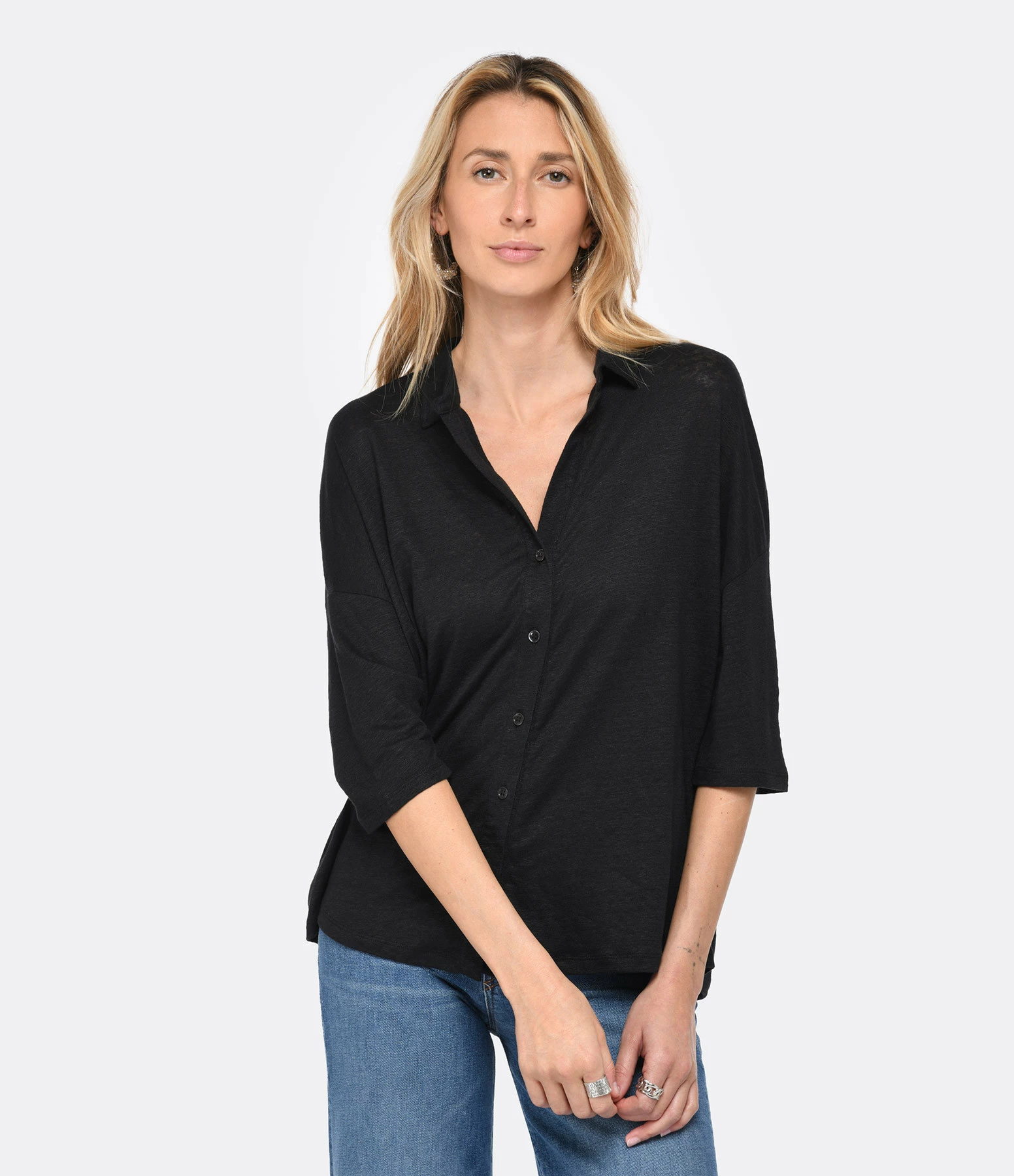 MAJESTIC FILATURES Chemise Lin Noir – Image 3