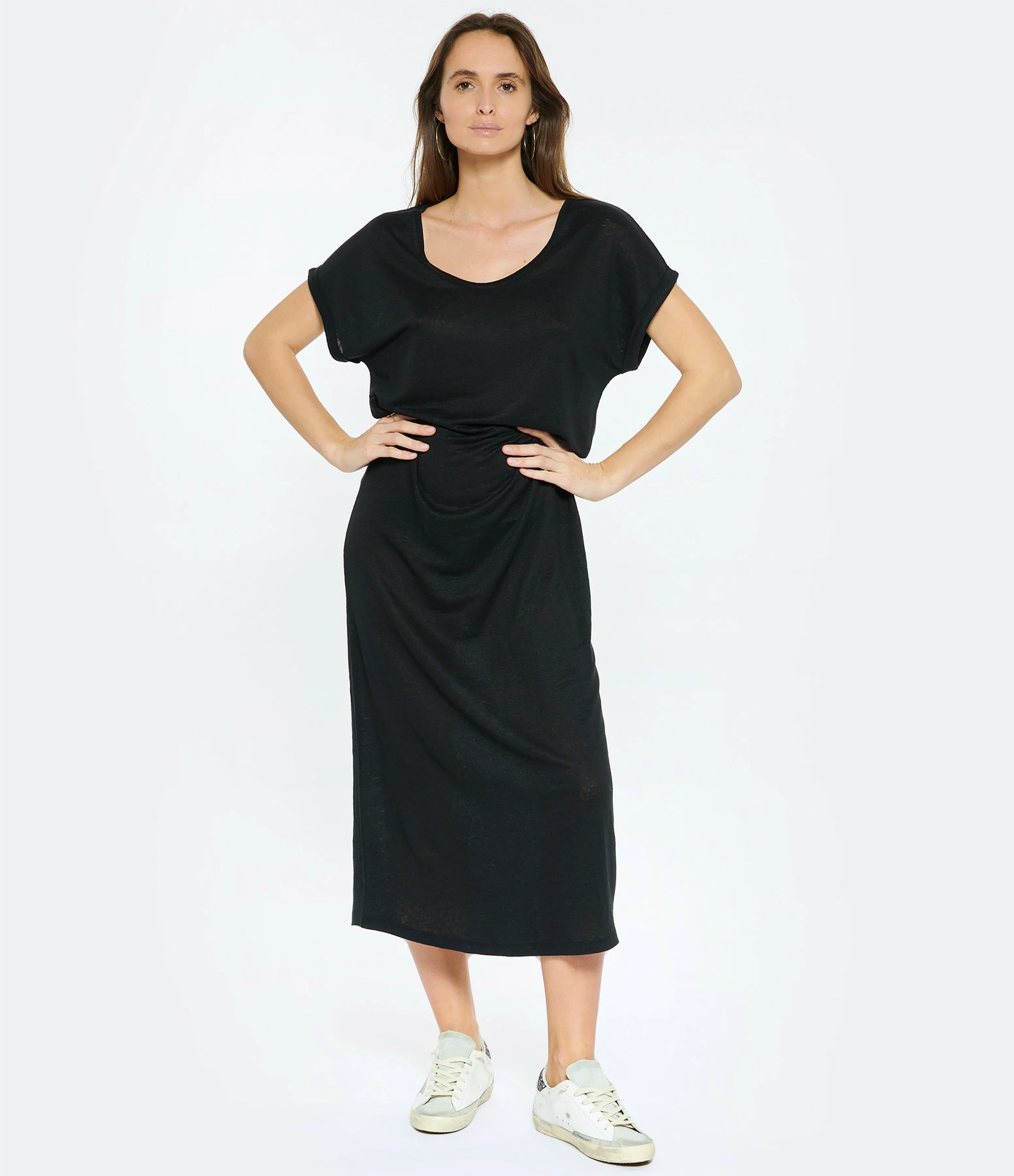 MAJESTIC FILATURES Robe Longue Lin Noir – Image 3