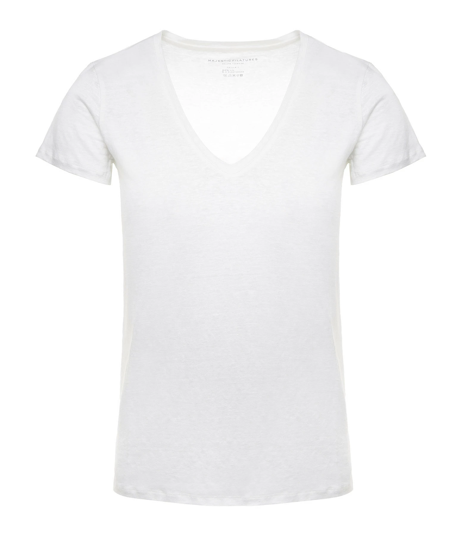 MAJESTIC FILATURES Tee-shirt Lisa Col V Lin Blanc