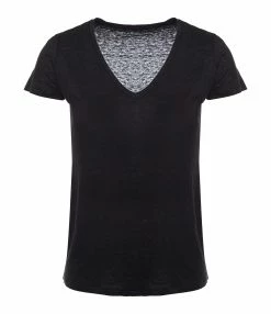 MAJESTIC FILATURES Tee-shirt Lisa Col V Lin Noir