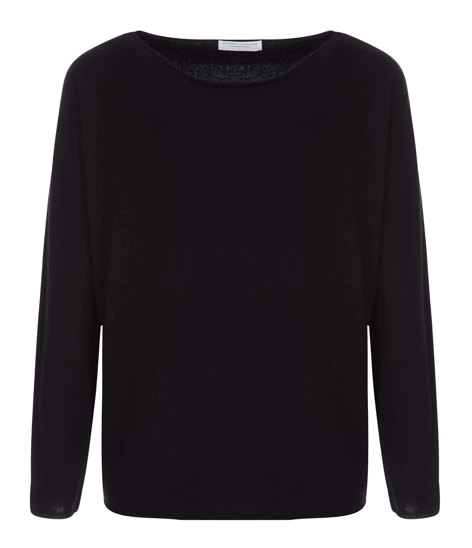 MAJESTIC FILATURES Pull Col Bateau Cachemire Noir