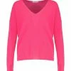 MAJESTIC FILATURES Pull Col V Cachemire Rose Fluo
