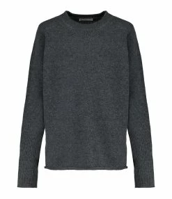 MAJESTIC FILATURES Pull Col Rond Laine Cachemire Gris Chiné