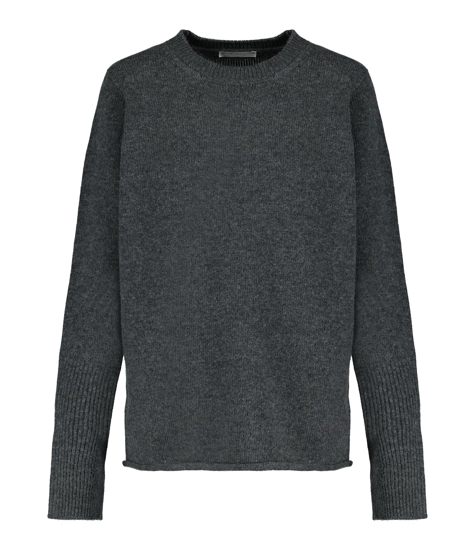 MAJESTIC FILATURES Pull Col Rond Laine Cachemire Gris Chiné