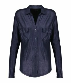MAJESTIC FILATURES Chemise Métallique Navy