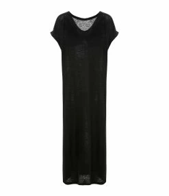 MAJESTIC FILATURES Robe Longue Lin Noir