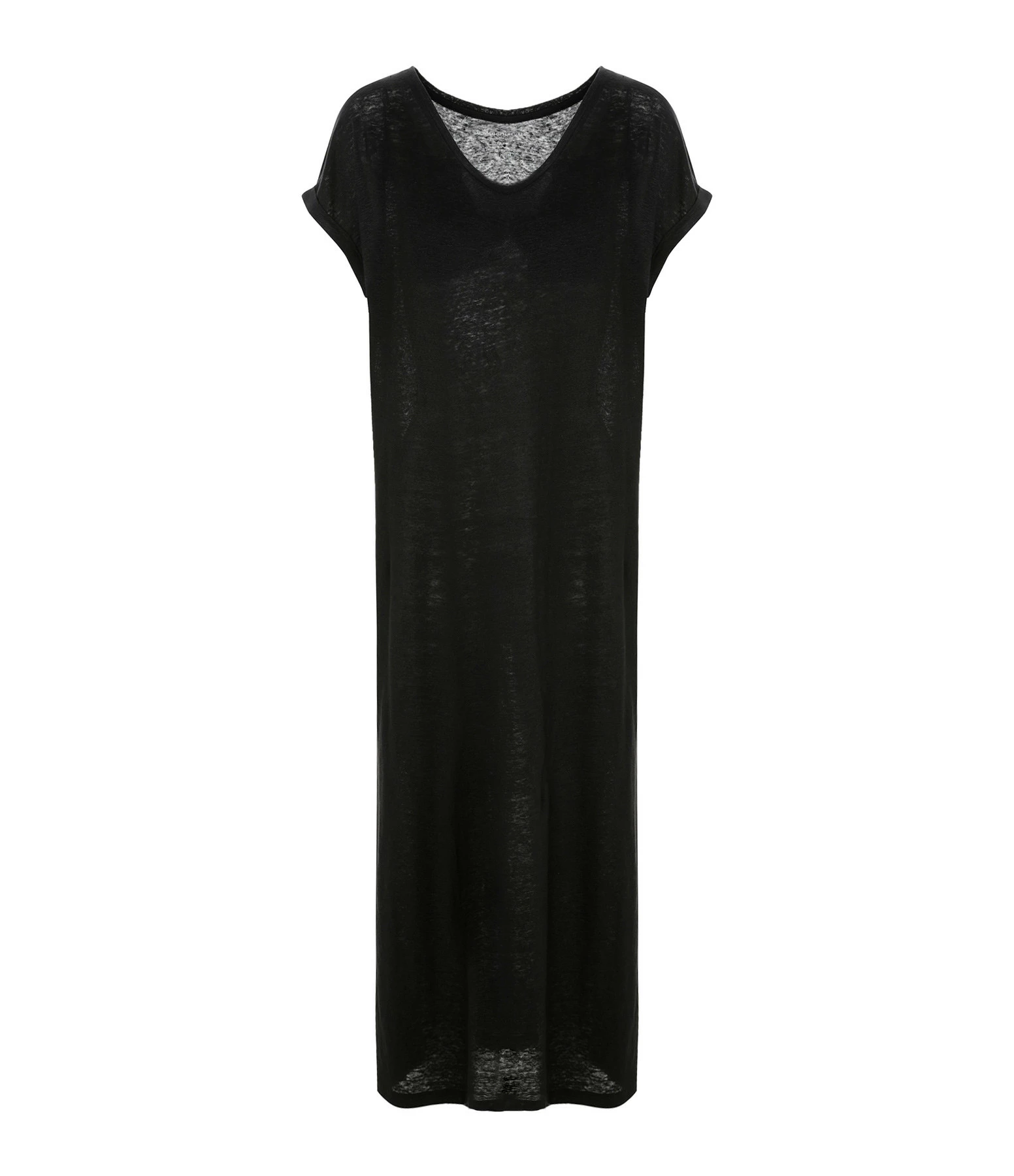 MAJESTIC FILATURES Robe Longue Lin Noir