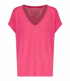 MAJESTIC FILATURES Tee-shirt Col V Lin Flamingo