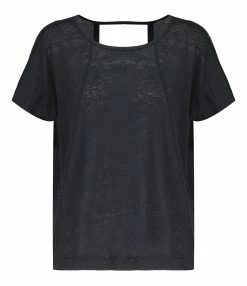 MAJESTIC FILATURES Tee-shirt Col Rond Lin Noir