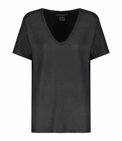 MAJESTIC FILATURES Tee-shirt Col V Noir