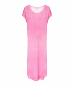 MAJESTIC FILATURES Robe Longue Lin Flamingo