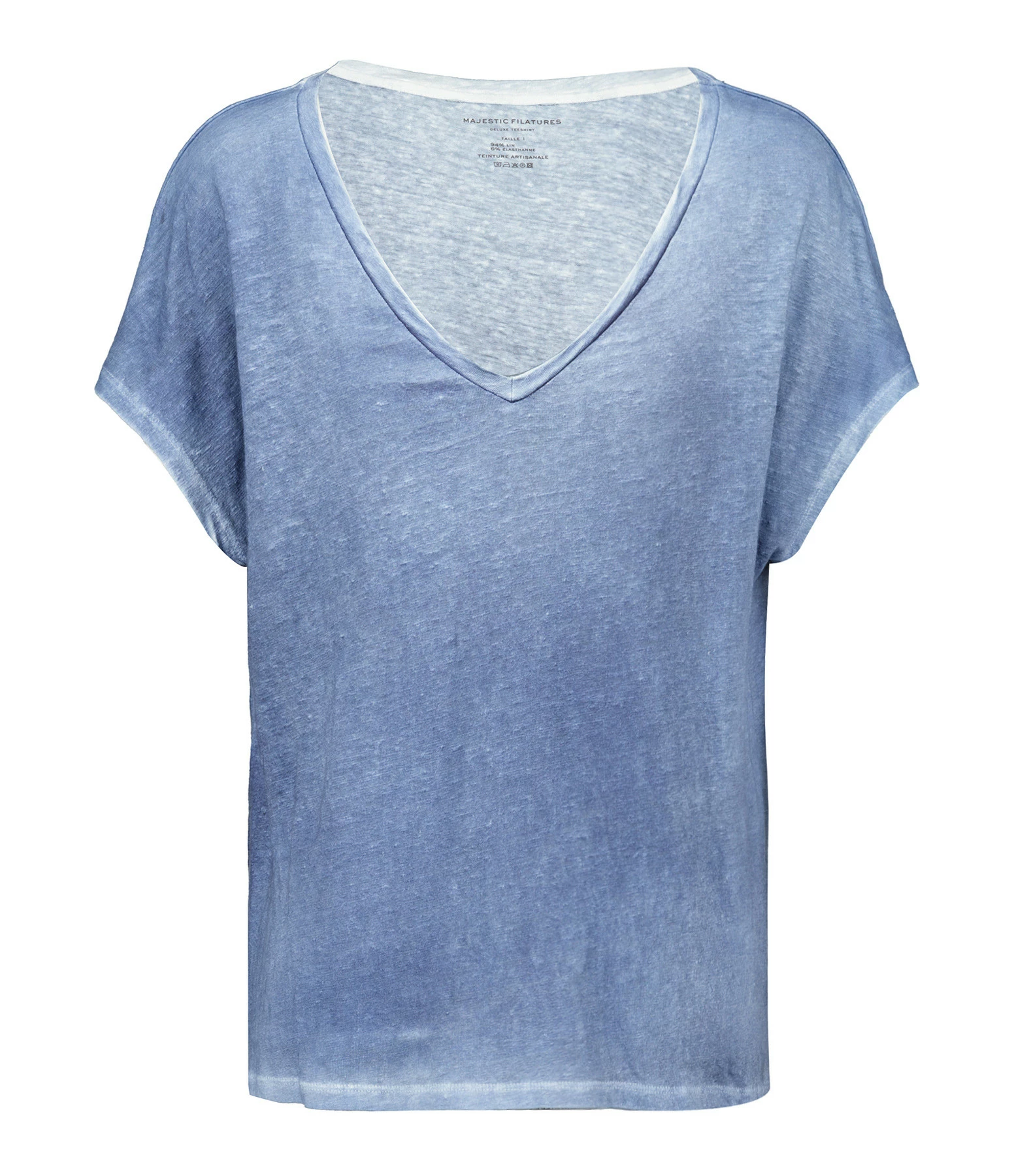 MAJESTIC FILATURES Tee-shirt Col V Lin Océan