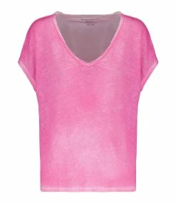 MAJESTIC FILATURES Tee-shirt Col V Lin Flamingo