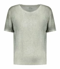 MAJESTIC FILATURES Tee-shirt Col Rond Lin Kaki