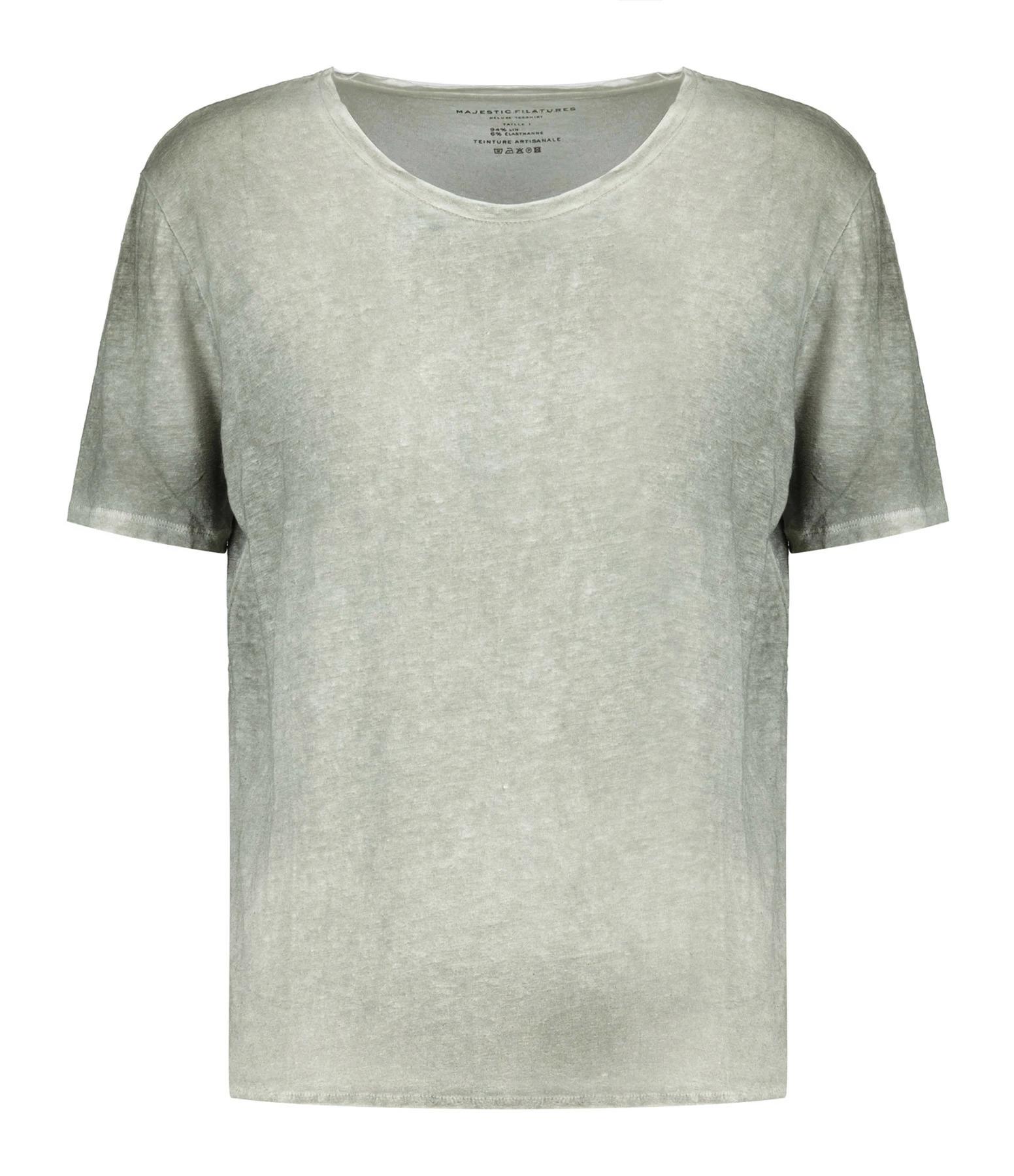 MAJESTIC FILATURES Tee-shirt Col Rond Lin Kaki