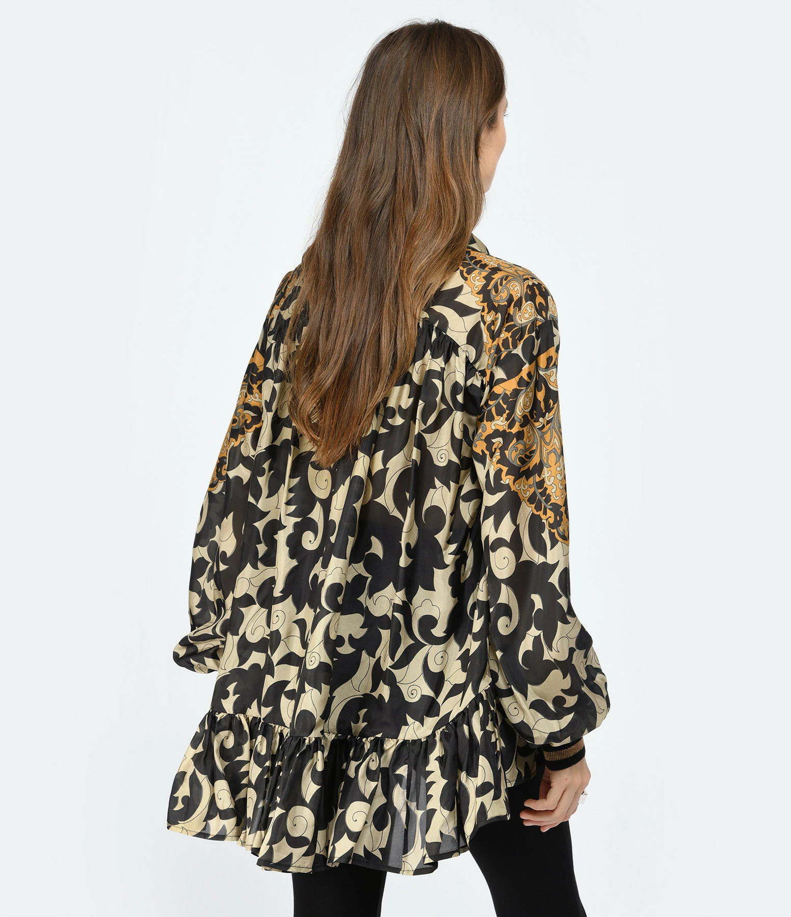 Mes Demoiselles Blouse Ally Soie Noir Beige – Image 4