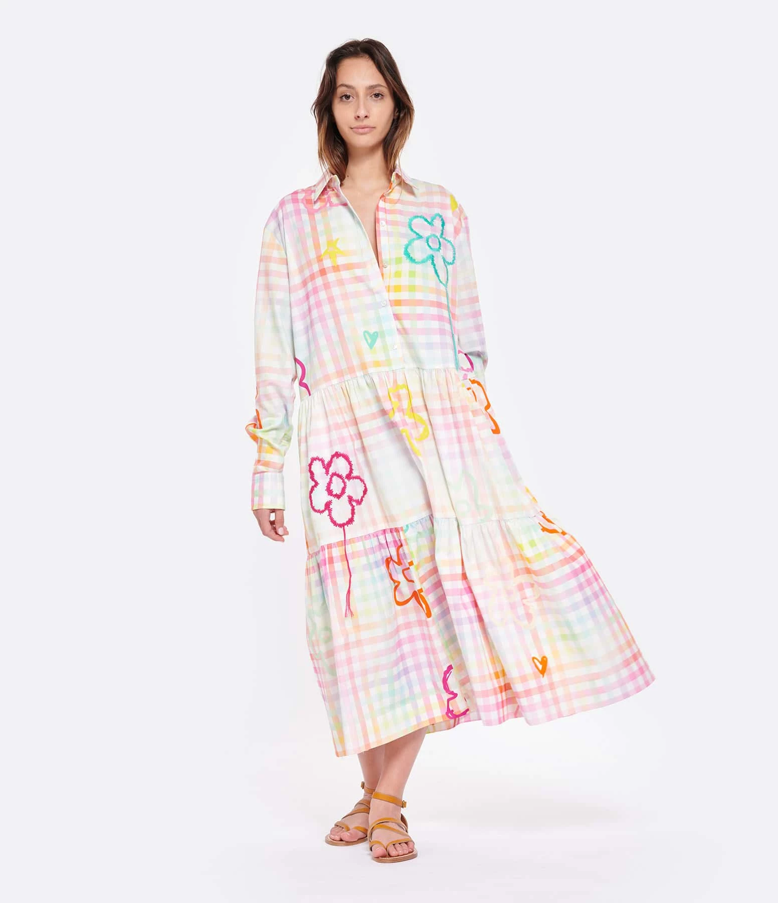 MIRA MIKATI Robe Manches Longues Imprimé Broderie Coton Biologue – Image 4