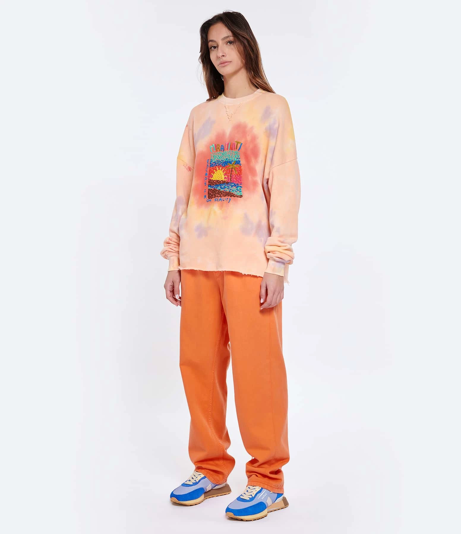 MIRA MIKATI Pull Broderie Coton Biologique Orange – Image 5