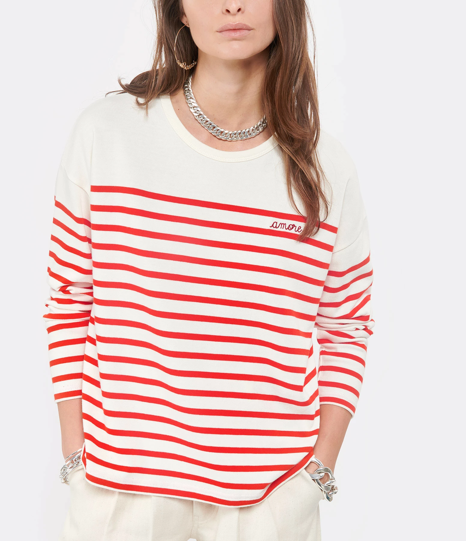 Maison Labiche Tee-shirt Cool Sailor Amore Coton Biologique Rouge Ivoire – Image 3