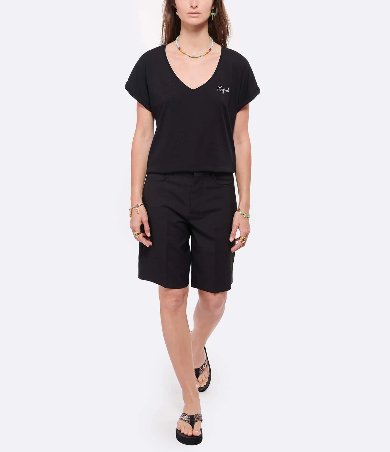 Maison Labiche Tee-shirt Col V Legend Coton Biologique Noir – Image 4