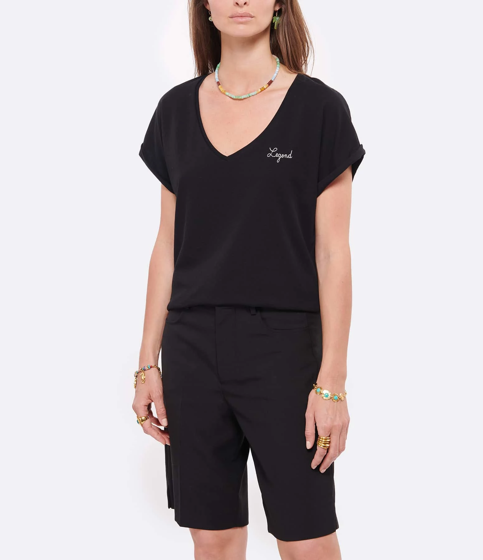 Maison Labiche Tee-shirt Col V Legend Coton Biologique Noir – Image 3