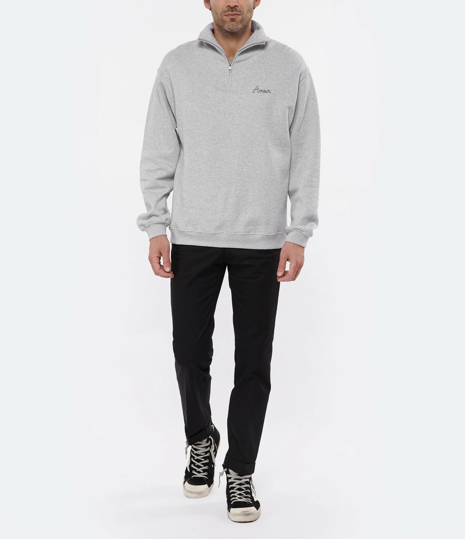 Maison Labiche Sweatshirt Unisexe Amour Coton Biologique Gris Clair Chiné – Image 7