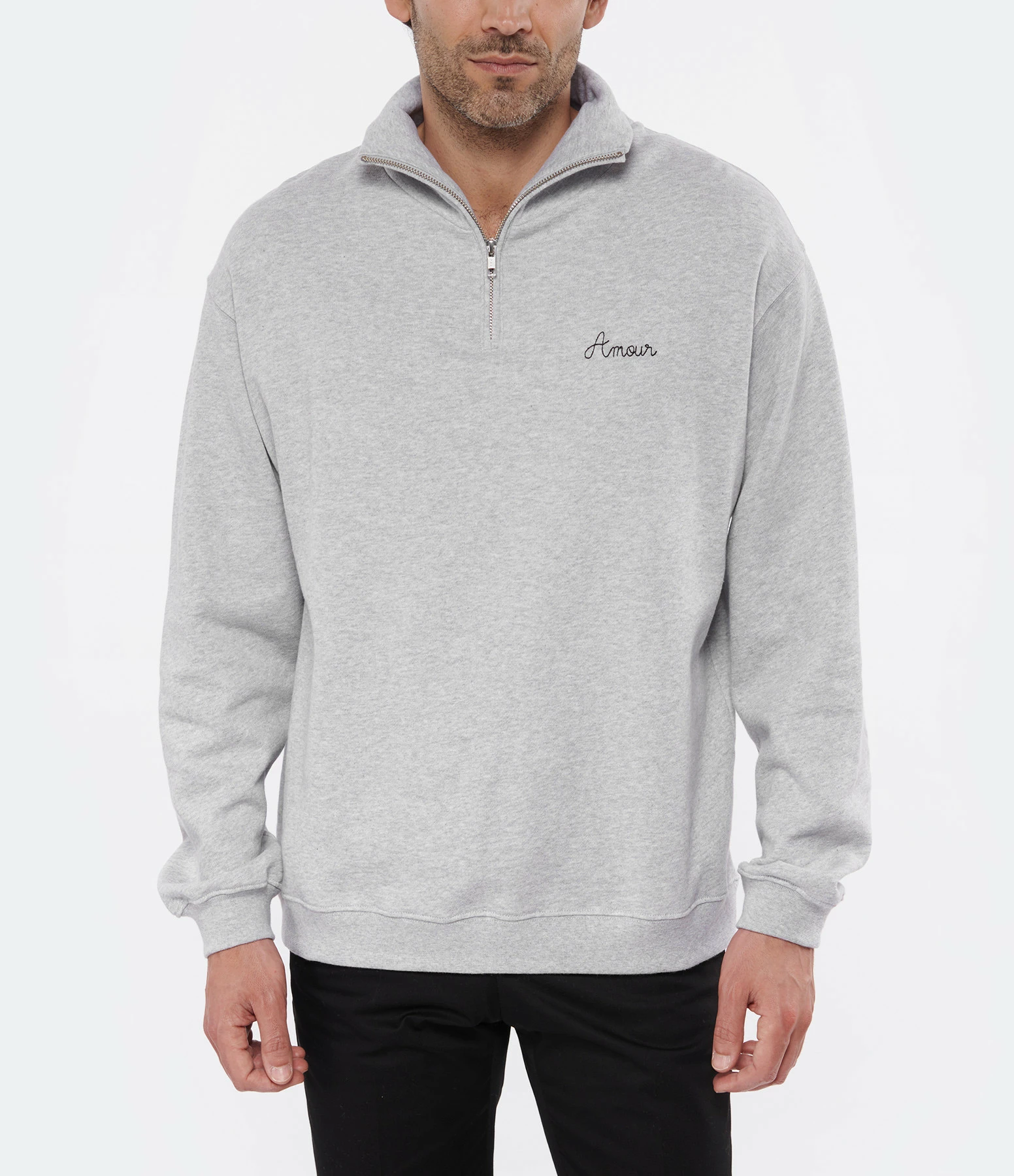 Maison Labiche Sweatshirt Unisexe Amour Coton Biologique Gris Clair Chiné – Image 6