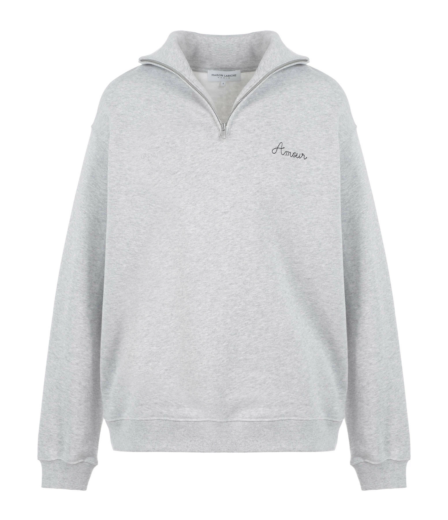 Maison Labiche Sweatshirt Unisexe Amour Coton Biologique Gris Clair Chiné