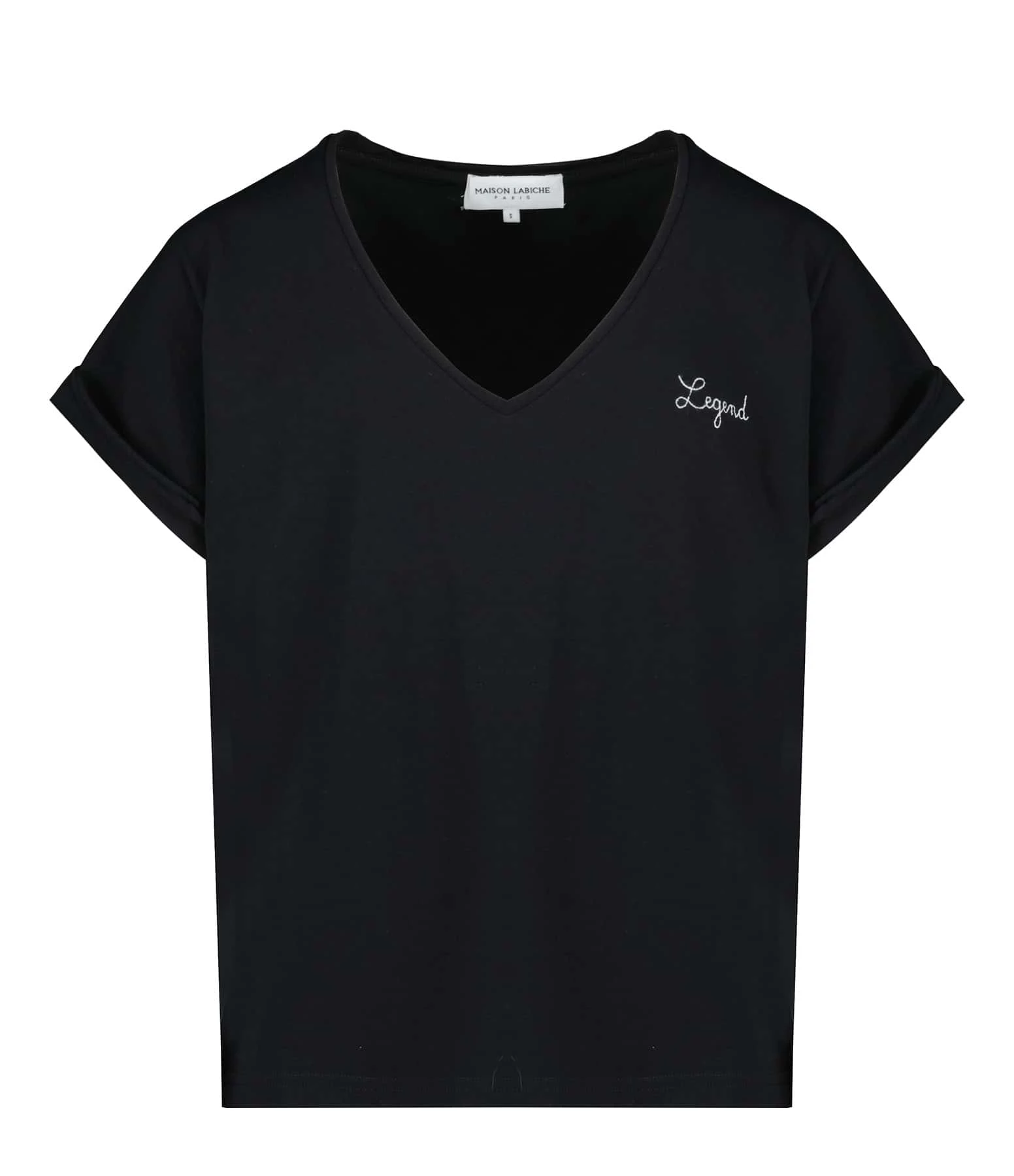Maison Labiche Tee-shirt Col V Legend Coton Biologique Noir