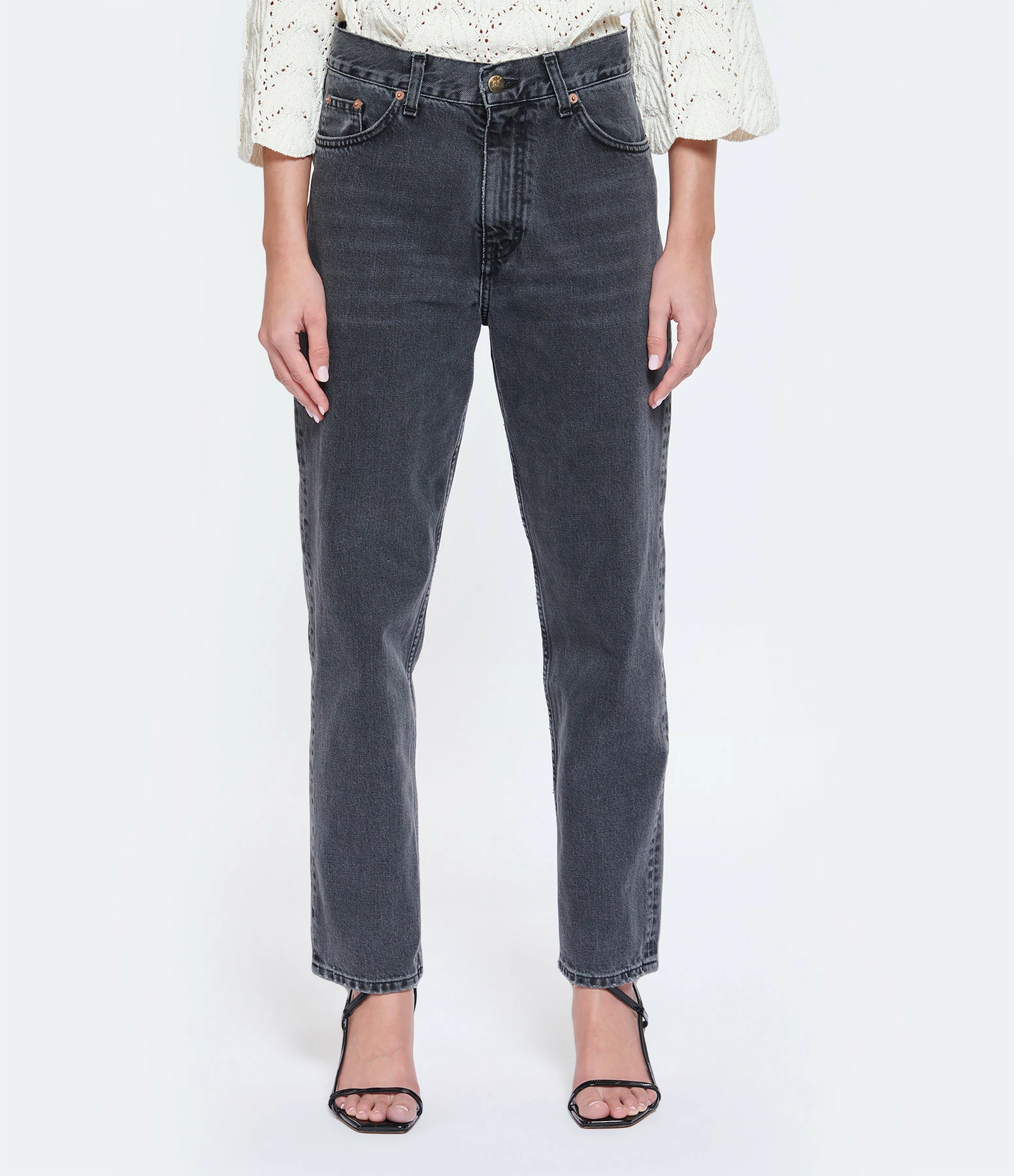 MARGAUX LONNBERG Jean Spark Coton Noir Délavé – Image 4