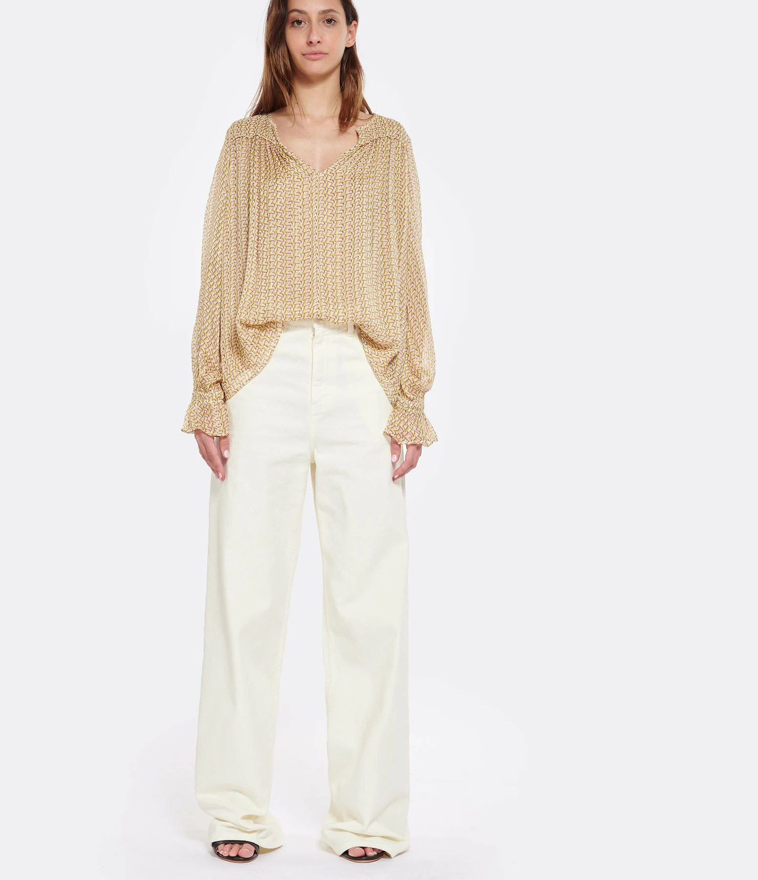 MARGAUX LONNBERG Pantalon Parker Denim Coton Écru – Image 3