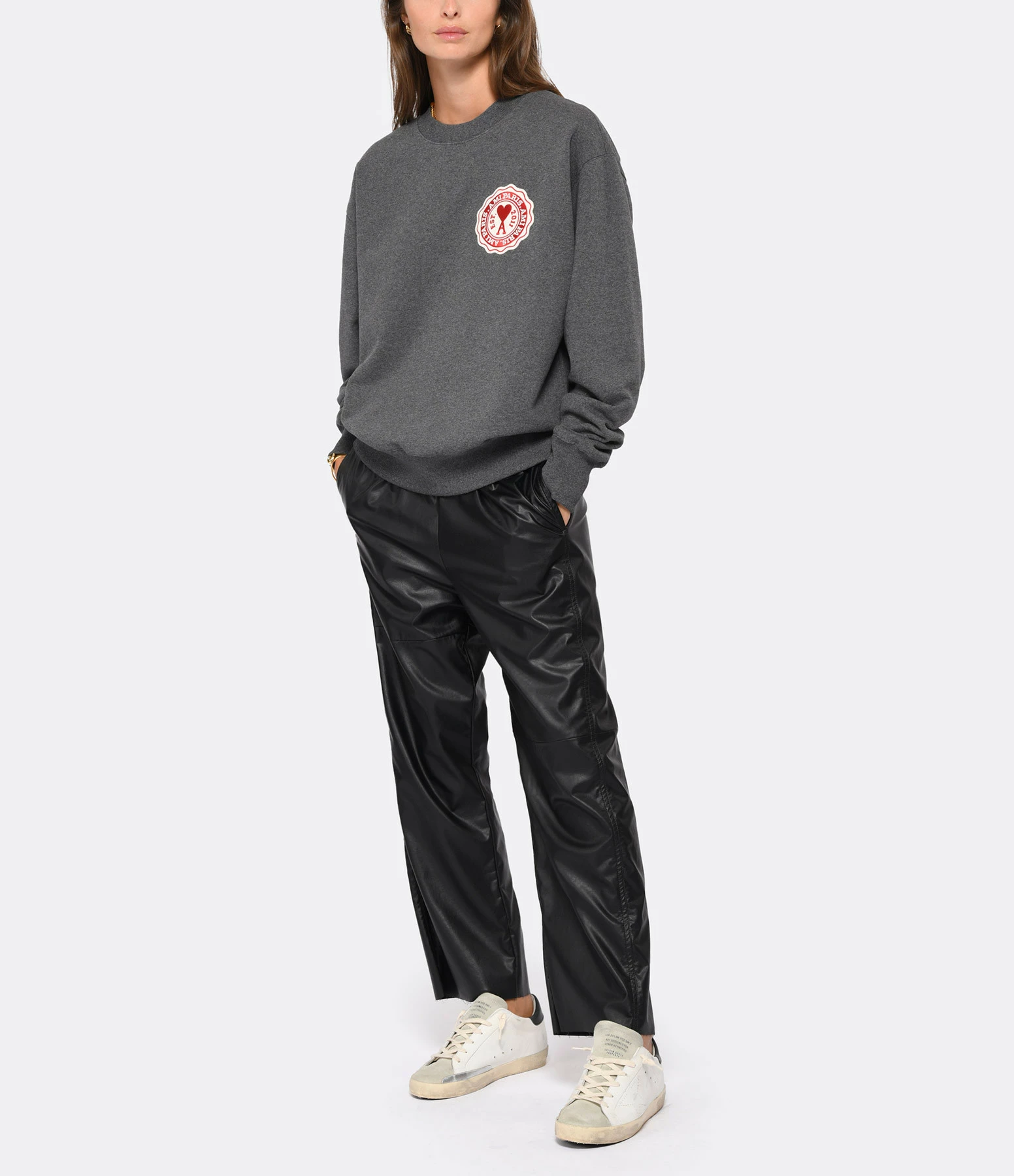 MM6 Maison Margiela Pantalon Droit Simili Cuir Noir – Image 6