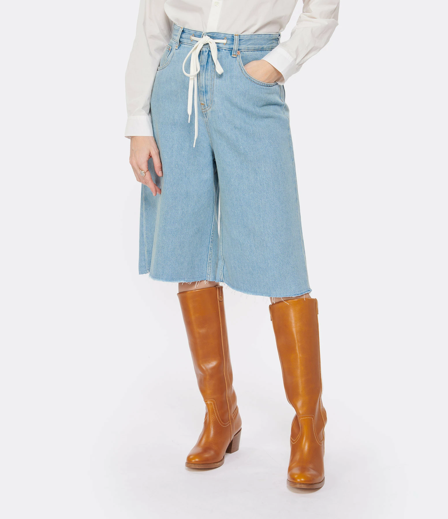 MM6 Maison Margiela Short Coton Denim Bleu Ciel – Image 5