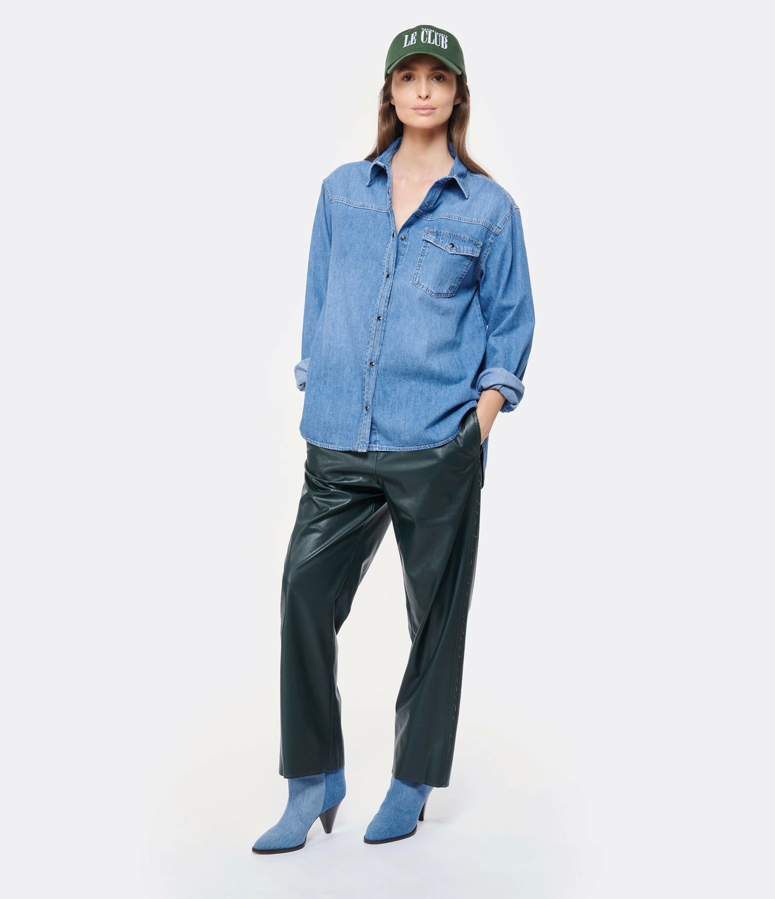 MM6 Maison Margiela Pantalon Cuir Vert – Image 3