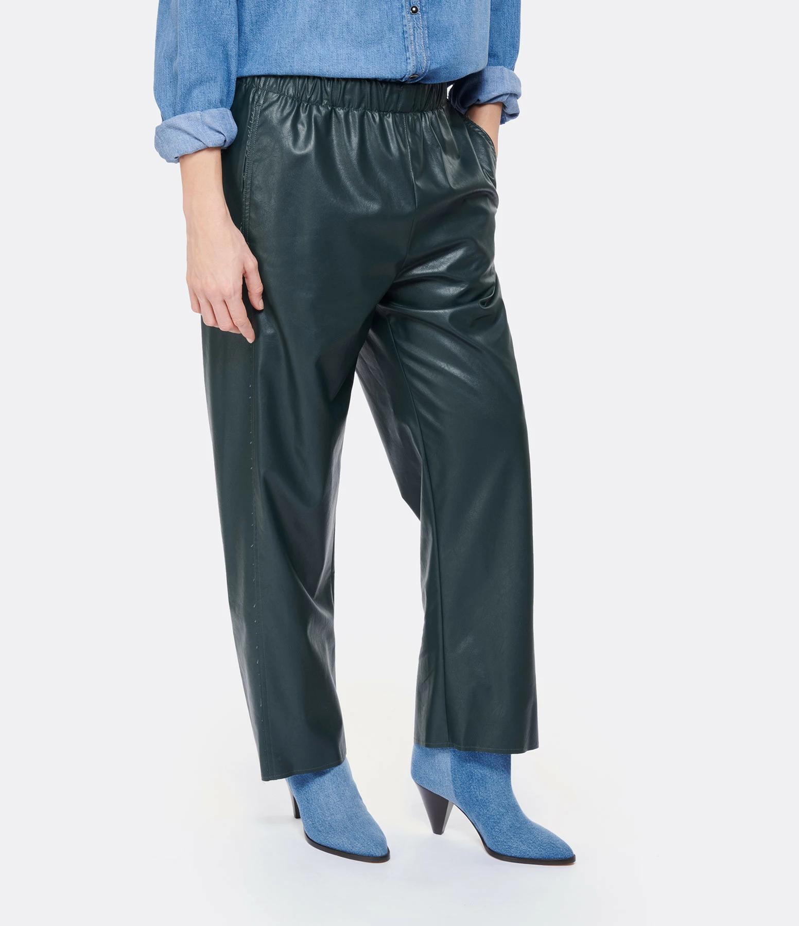 MM6 Maison Margiela Pantalon Cuir Vert – Image 4