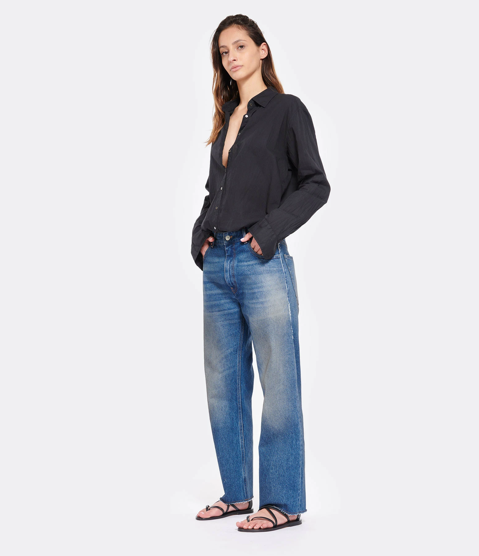 MM6 Maison Margiela Pantalon Denim Coton Bleu Moyen – Image 3