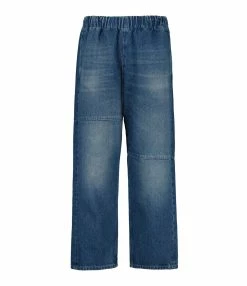 MM6 Maison Margiela Jean Taille Haute Bleu Foncé Délavé