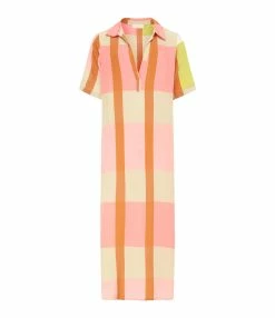 Momoni Robe Laurelle Soie Rose Jaune