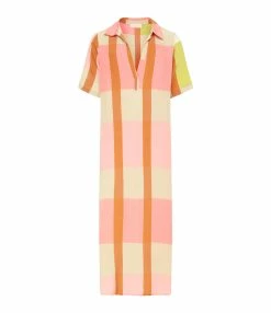 Momoni Robe Laurelle Soie Rose Jaune