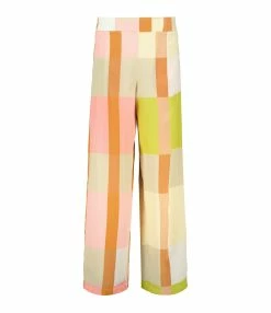 Momoni Pantalon Baccarat Soie Rose Jaune