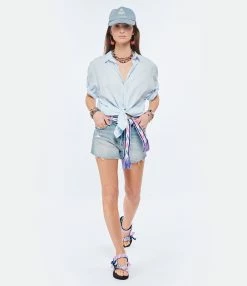 MOTHER Short The Tomcat Kick Fray Denim True Confession 13 MOTHER Short The Tomcat Kick Fray Denim True Confession -Boutique de vente ZIMMERMANN mothe look20220125 5