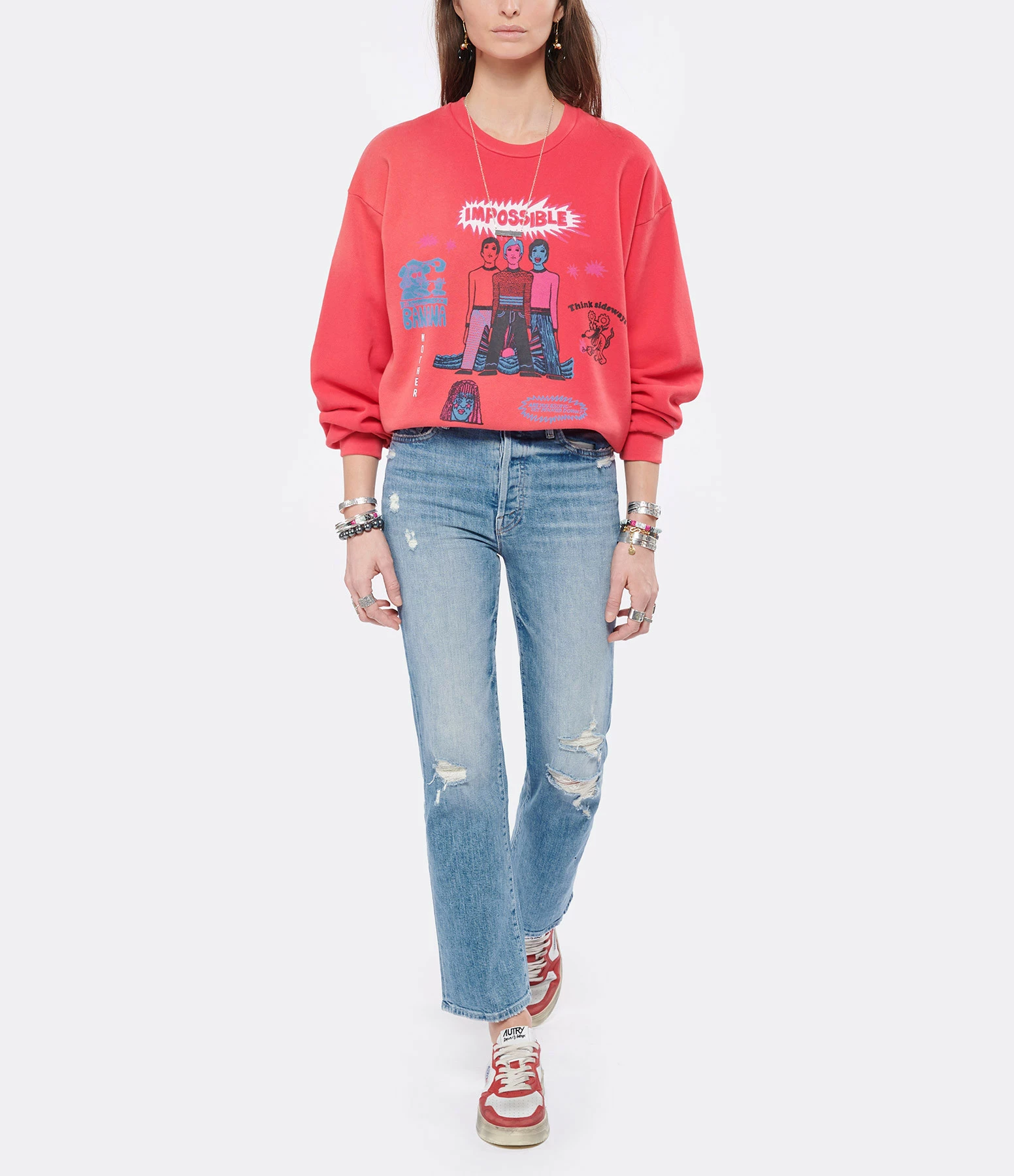 MOTHER Sweatshirt The Drop Square Coton Think Sideways – Image 4