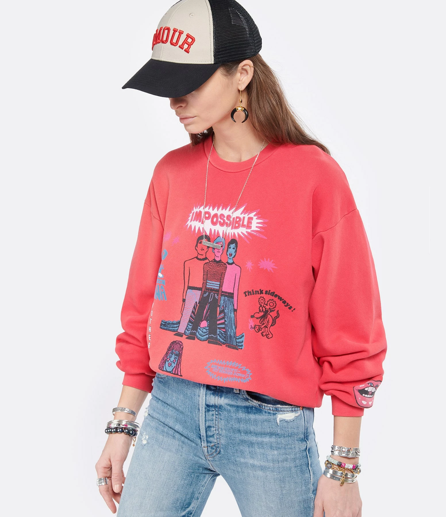 MOTHER Sweatshirt The Drop Square Coton Think Sideways – Image 3