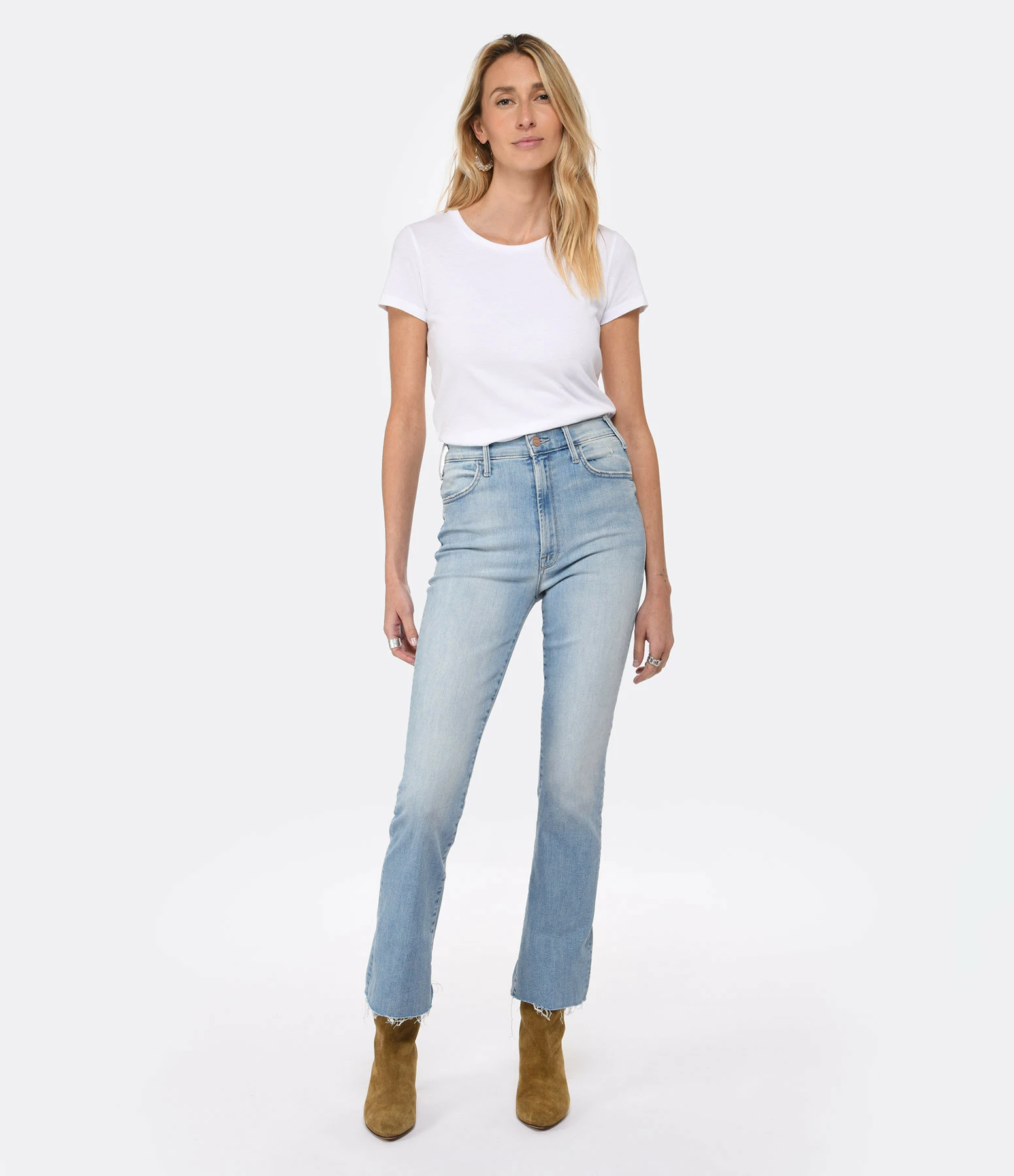 MOTHER Jean The Hustler Ankle Fray Denim Bleu Crossroads – Image 3