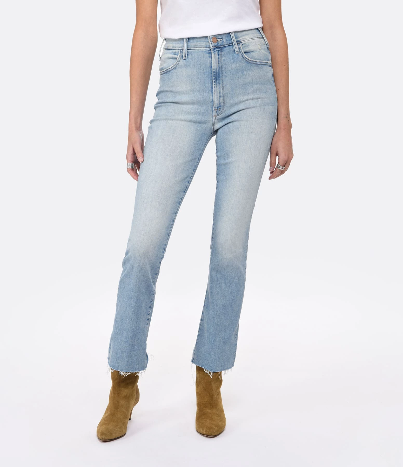 MOTHER Jean The Hustler Ankle Fray Denim Bleu Crossroads – Image 4