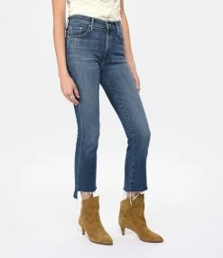 MOTHER Jean Insider Crop Step Fray Jean Denim Bleu Girl Crush -Boutique de vente ZIMMERMANN mothe look20230111 470