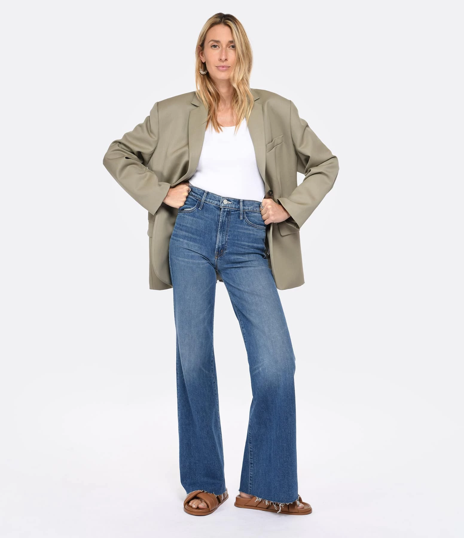 MOTHER Jean The Hustler Roller Heel Fray Superior Denim Bleu Perfect Drug – Image 3