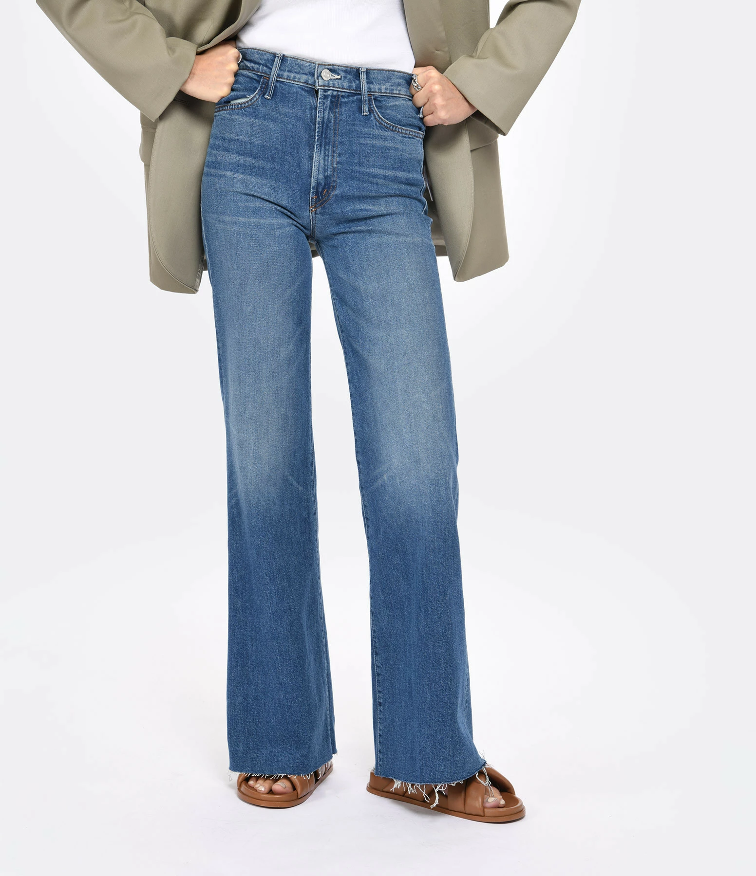 MOTHER Jean The Hustler Roller Heel Fray Superior Denim Bleu Perfect Drug – Image 4