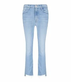 MOTHER Jean The Insider Crop Step Fray Denim Bleu Limited